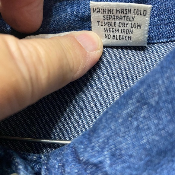 Blouse Plus Size 22-24 Blue Gradient Cotton Short Sleeve Button Collar Pocket - Picture 4 of 8